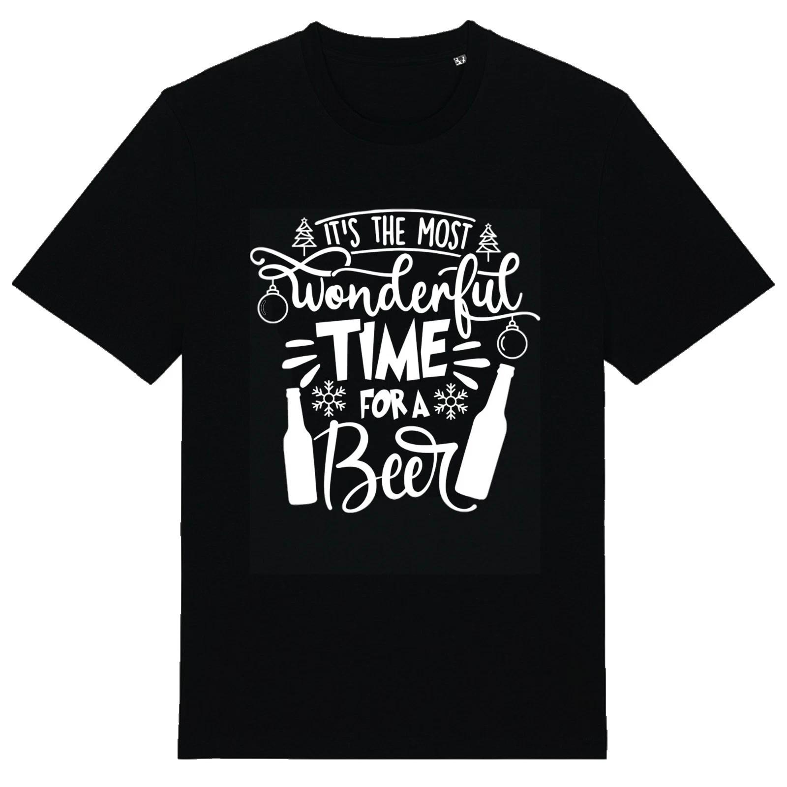 

Wonderful Time For A Beer - Unisex T-Shirt Secret Santa Xmas Christmas Festive 2XL