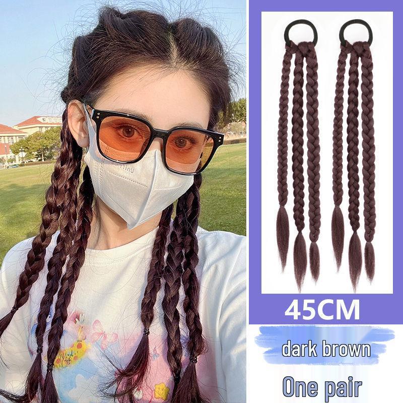 Women's Highlighted Bubble Boxer Braids Wig - Three-Strand Pigtails