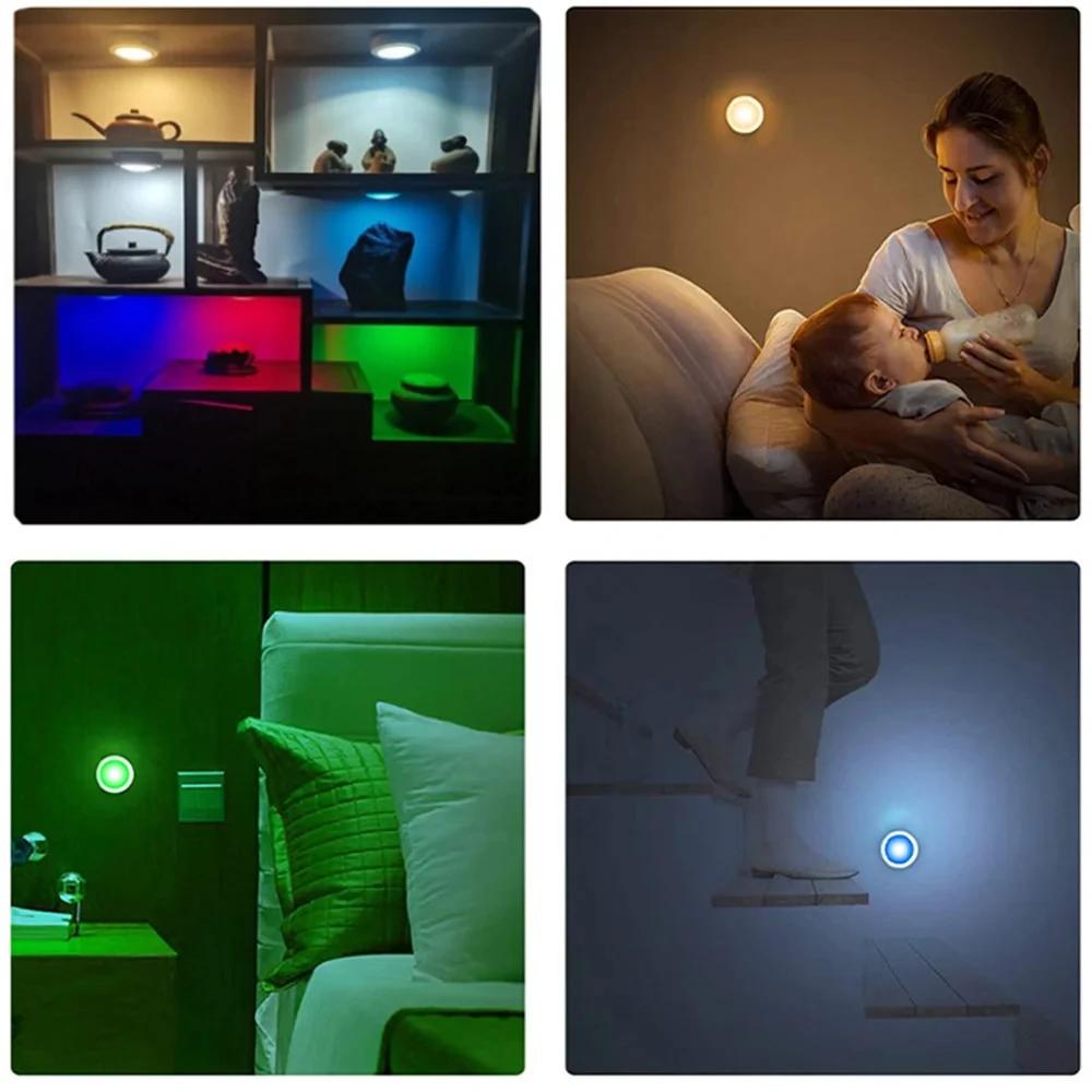 Color RGB Under Cabinet Lights Remote Control Dimmable Wardrobe Night Lamp Wireless Battery LED Light for Kitchen Bedroom Closet