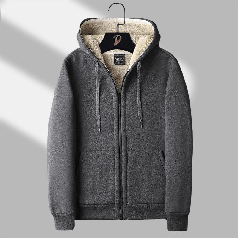 

Мужская толстовка с капюшоном из плюшевого овечьего флиса - толстый, свободный, теплый кардиган для осеннего и зимнего спортивного отдыха 8XL