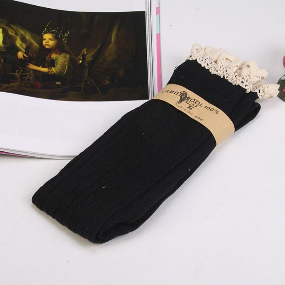 

Плетение косичками Длинные чулки Кружевные чулки до бедра Модные гольфы до колена Осень и Зима чёрный