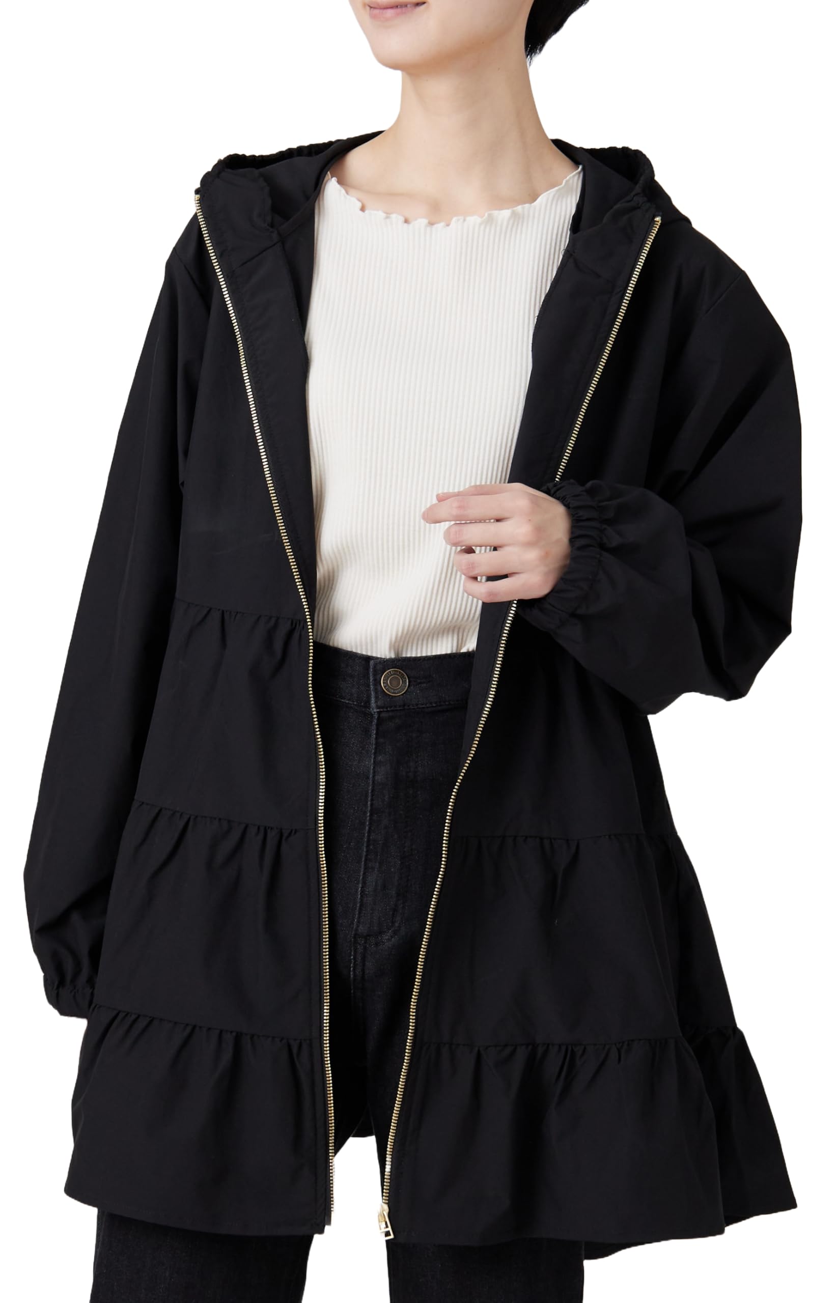 

Happy Marilyn Plus Size Blouson Lightweight Tiered Tunic Sizes Women s Outerwear, Coat, Outerwear, Blouson, Length, Office, Business, Commuting, Mom, чёрный