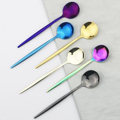 6 pezzi Set di posate in acciaio inossidabile a specchio Set di posate multicolore Set da tavola Set da tavola per caffè, cucchiaino da tè, stoviglie, cucina di casa, argenteria