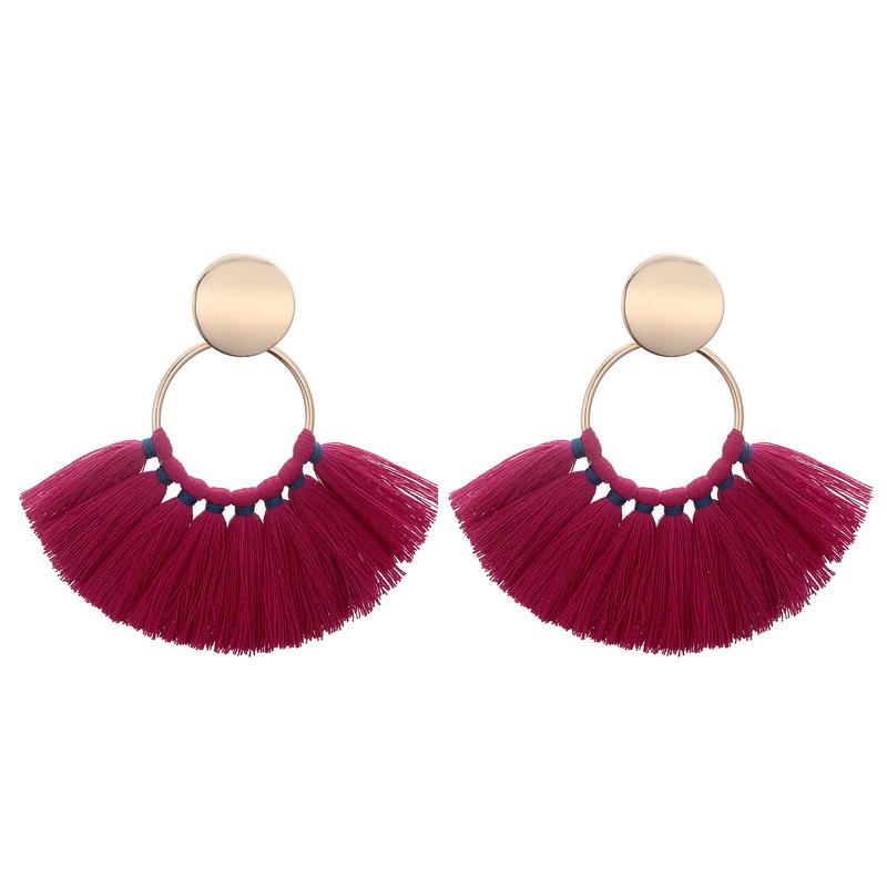 Fashion Gold Color Metal Tassel Earrings For Women Vintage Big Statement Bohemian Earrings Rope Cotton Fringe Drop Zircon Gift