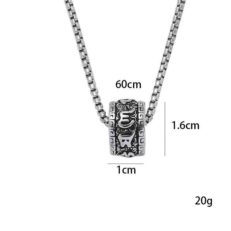 Anti-Thai Silver Transfer Bead Pendant, Six-Character Mantra Necklace, Retro Jewelry For Couples, Gifts For Girls For Men