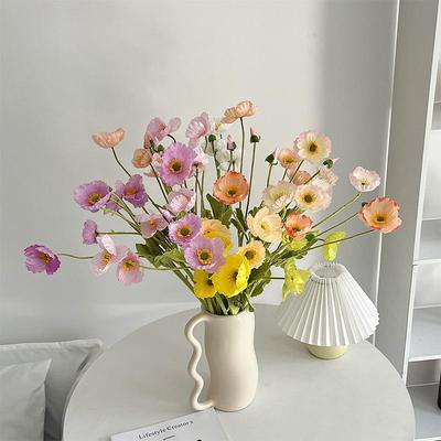 Silk Flocked Poppy Artificial Flowers for Wedding, Home Décor, and Photography Props