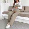 Salopetă de Maternitate cu Bretele Reglabile Tricotaj Larg Pantaloni cu Picior Larg Confortabilă Casual Îmbrăcăminte pentru Sarcină