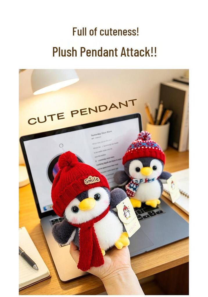 Spring Penguin Plush Toy: Soothing Doll Pillow, Keychain Pendant & Cloth Doll Figure for Girls