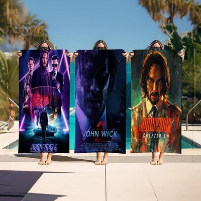 Action Movie J-John W-Wick Microfiber Beach Towel Absorbent Quick Dry Soft Yoga Swimming Resort Mountain Climbing Towel
