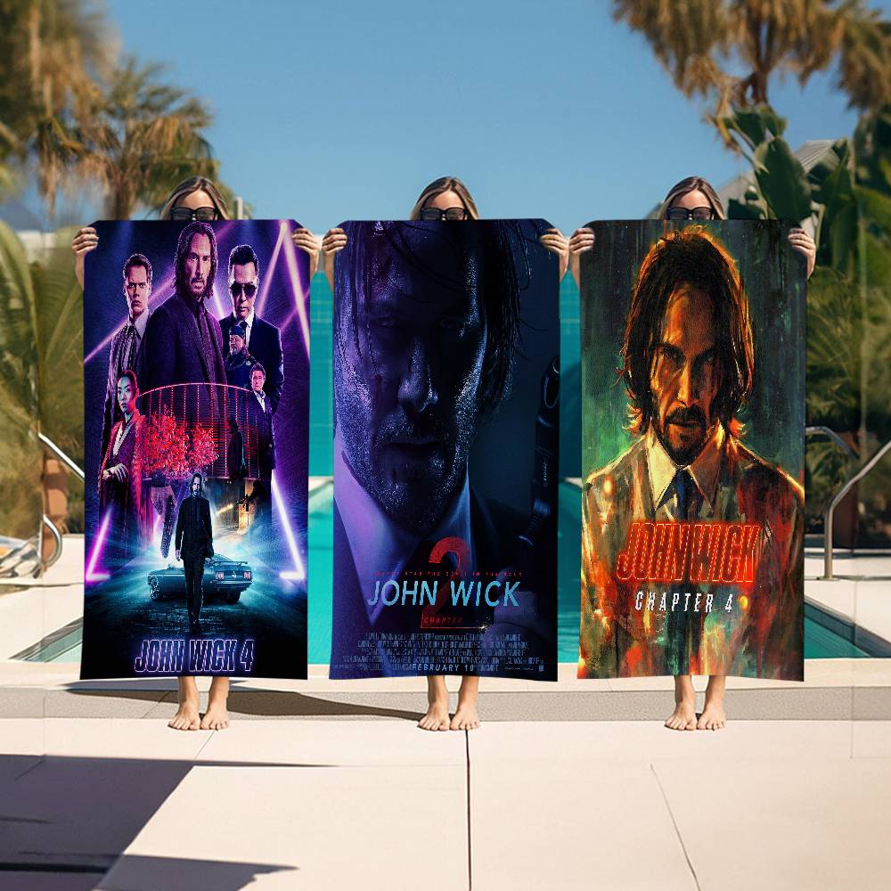 Action Movie J-John W-Wick Microfiber Beach Towel Absorbent Quick Dry Soft Yoga Swimming Resort Mountain Climbing Towel