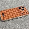 Trendy INS Creative Double-layered Orange Plaid Phone Case For iPhone 17Promax  Air 16 15 14 13 Pro MAX Plus Y2K Advenced Cover