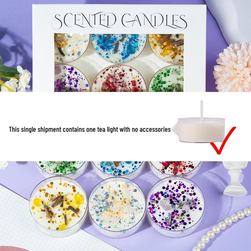 

Handmade Soy Wax Aromatherapy Candle with Glitter Shell, Dried Flowers, Crystal Stones & Cross-border Conch Design