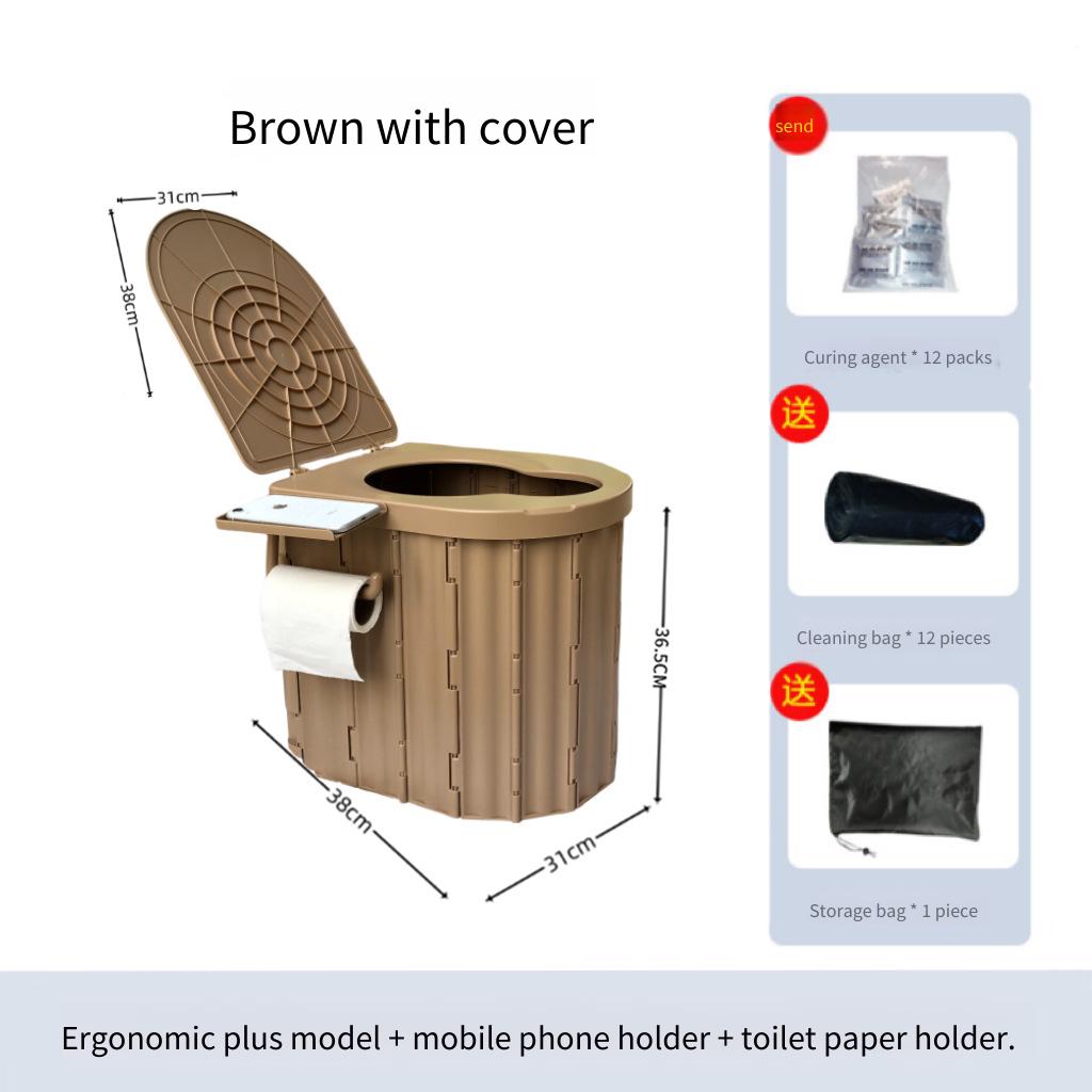 1pc 36.5cm Newly Upgraded Outdoor Foldable Toilet with Lid Portable Vehicle Mounted Mobile Toilet Travel Camping Seat Toilet
