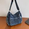 Dámská džínová taška Velkokapacitní crossbody taška Cestovní nákupní taška