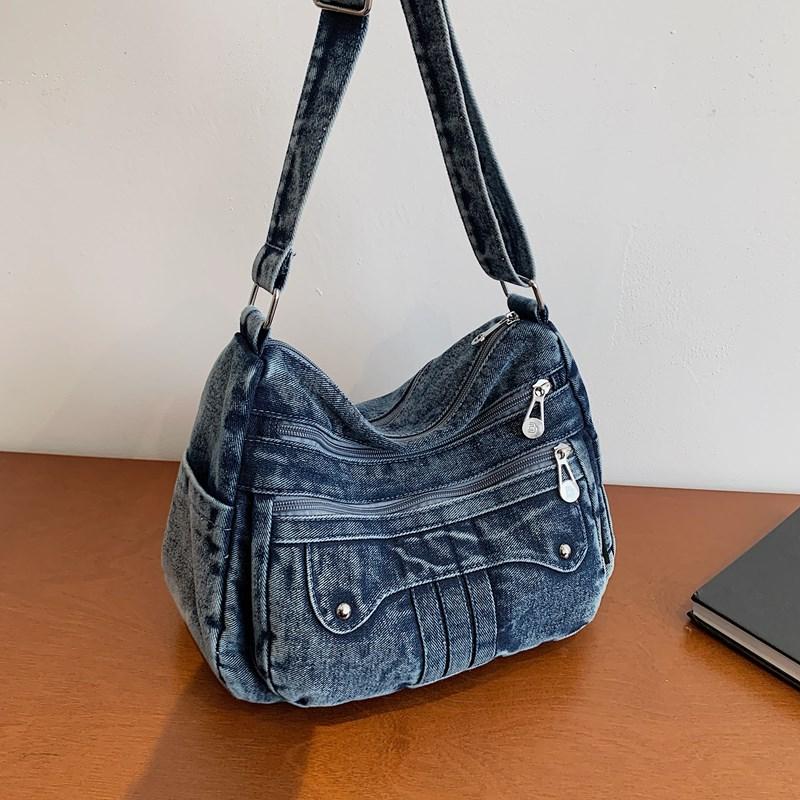 Dámská džínová taška Velkokapacitní crossbody taška Cestovní nákupní taška