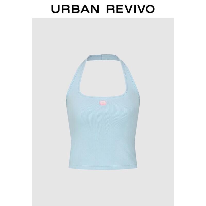 UR2026 Women s Pastel Shell Embroidered Halter Backless Tank Top L