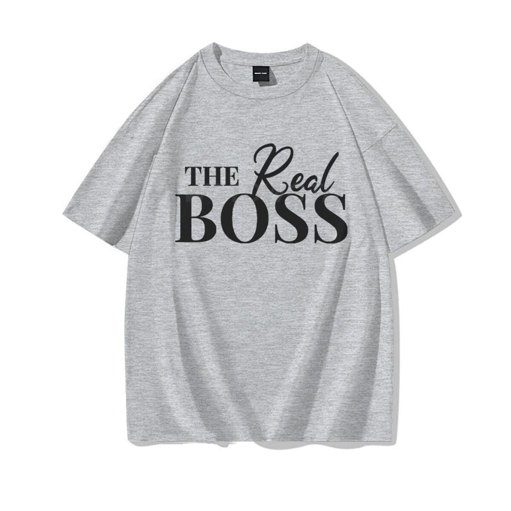 The Boss  The Real Boss Matching Tshirts Couples Matching Outfits Gifts Funny Letter Print Valentines Day Unisex Women Clothing