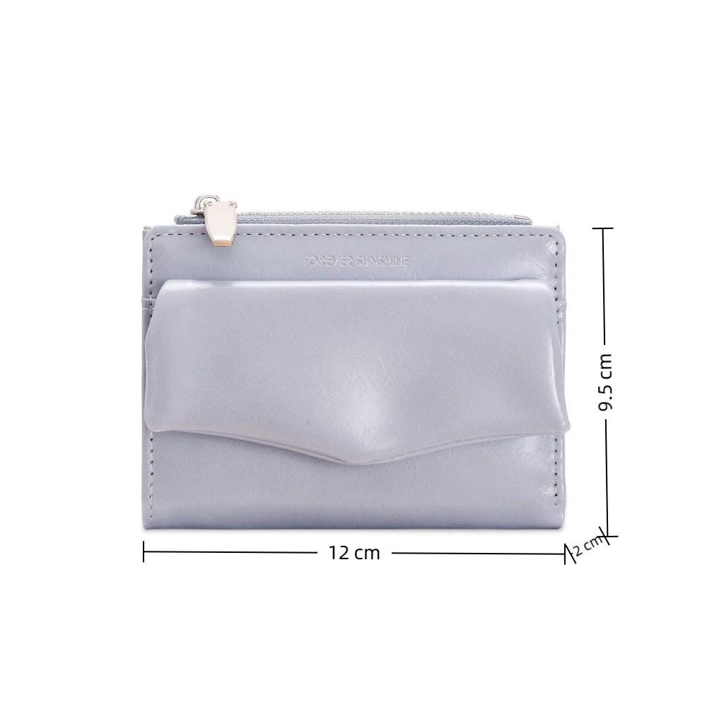 Modern Design Solid Color Short Wallet Ultra Thin PU Coin Purse Multi Slot Card Holder Women