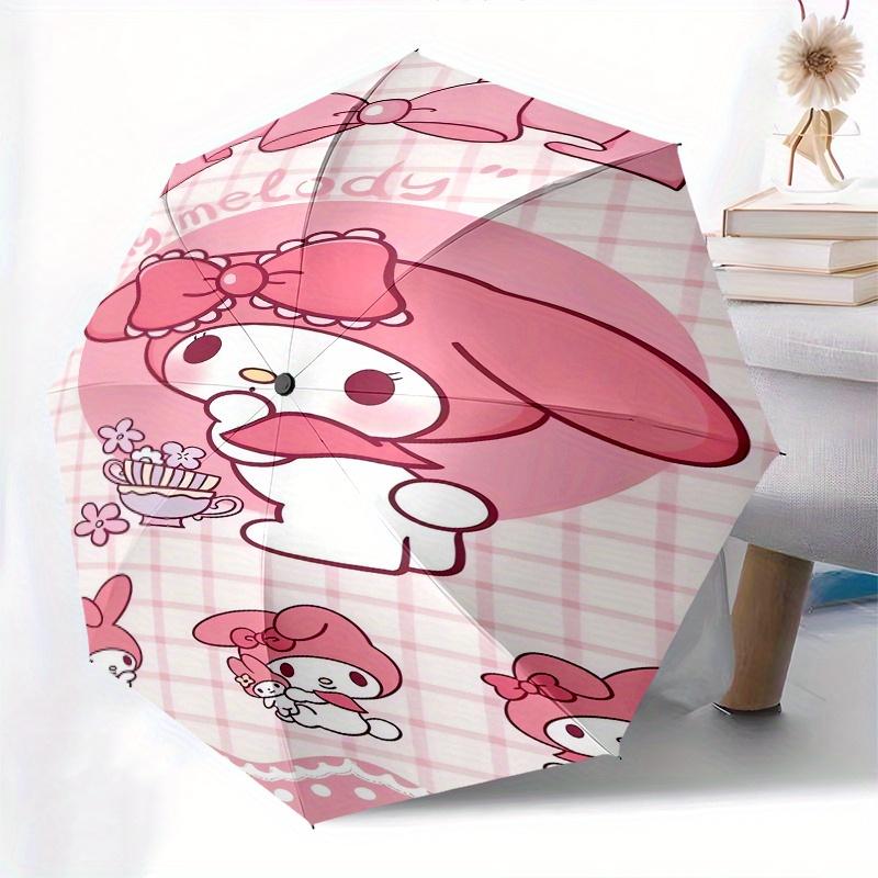 My Melody,Kawaii Automatic Folding Umbrella Simple 8 Rib Design, Bright Cartoon Pattern, Durable Iron Frame, Suitable For Travel, Outdoor, B
