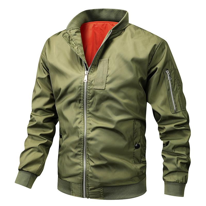 Spring and Autumn Men's Casual Single Jacket Pilot Baseball Clothing Blue Tooling Trend Jacket Military Fan Stand-up Collar Trend Brand