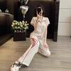 Korean High-end Casual Sports Suit for Women, Summer Age-reducing Fashionable Short-sleeved Trousers Two-piece Set