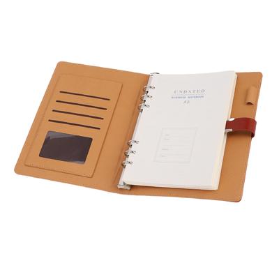     6 Rings PU Leather Magnetic Closure Refillable Notebook   with 80 Sheets Paper
