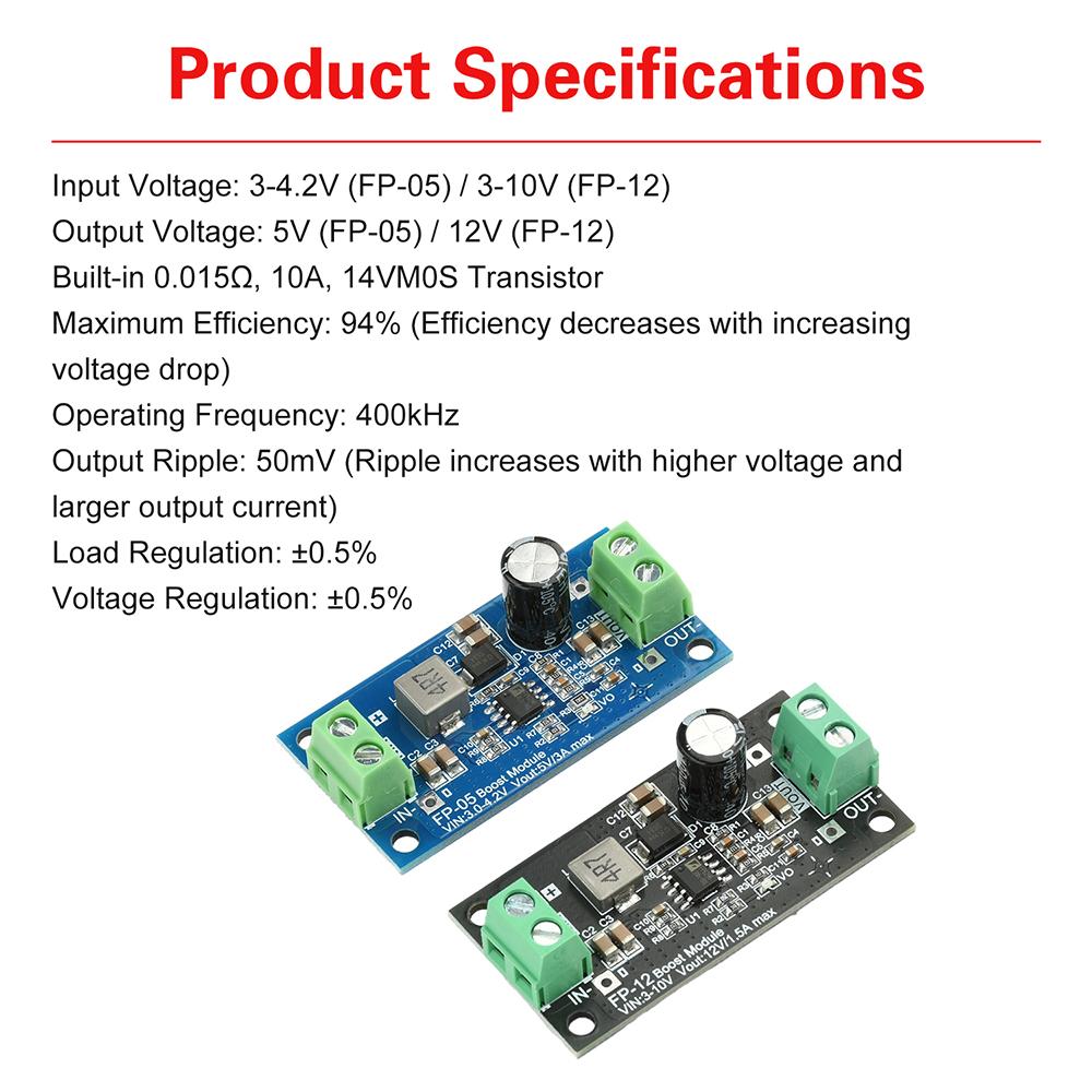 20W High Power DC-DC Boost Converter Module 3.3V 5V to 5V 12V Voltage Regulator Stable Output for Embedded Devices