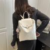 Schoolbag Texture Double Backpack Women's New Backpack Fashion Solid Color Schoolbag Female College Student Travel Bag Student Bag Wholesale