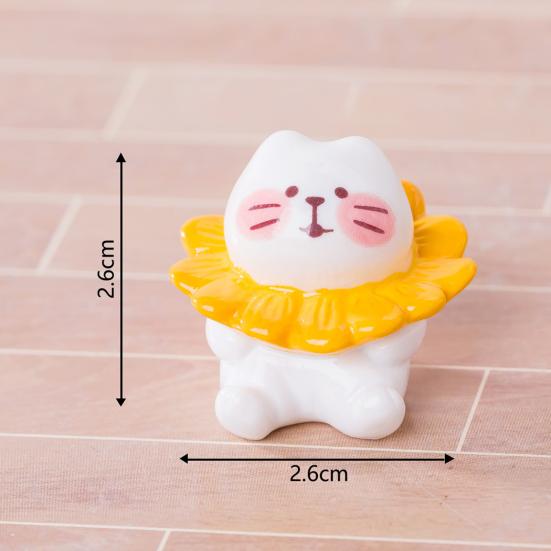 Micro Landscape Ornament with Cute Cat And Sunflower Miniature Figurines Pastoral Healing Scene Ornament for DIY Dollhouse