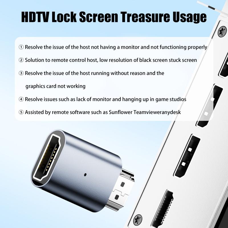 4K@60Hz -Compatible Male To Female Hdr Virtual Monitor Edid Emulator For Pc Hdtv Laptop Projector Adapter