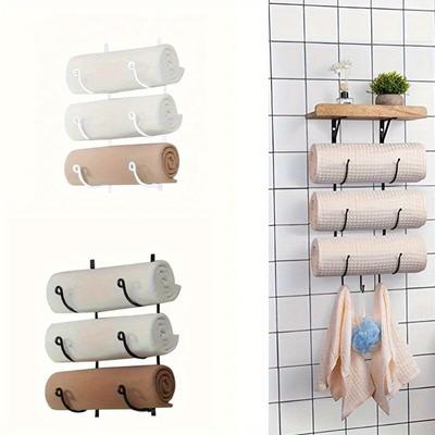1 Pc 3 Layers Wall-Mounted Towel Rack: Sturdy, Space-Saving Bathroom Organizer for All Towels - Sleek, Multi-Purpose Storage 245g