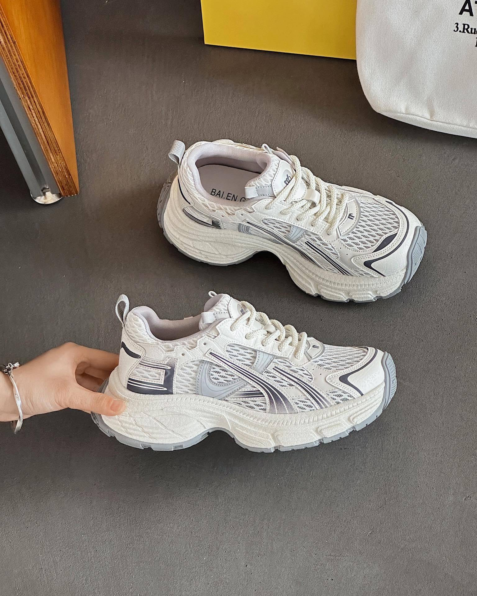 

Кроссовки папы женские лето 2025 новая обувь женская обувь толстая подошва внутренняя высота увеличение сетка дышащие ультралегкие спортивные и повседневные туфли 40 серебряный