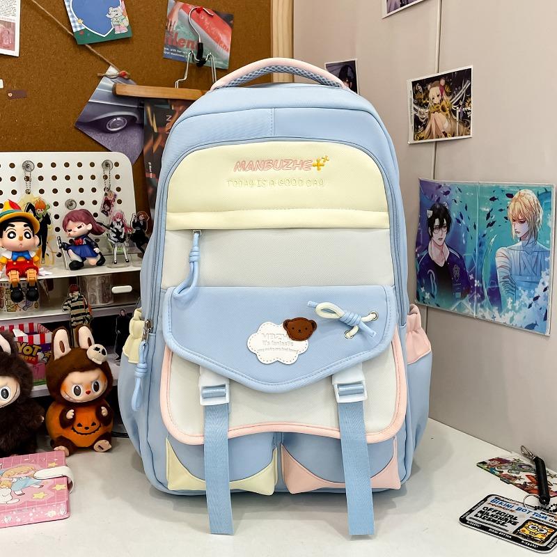 New high-value, fresh and sweet backpack, color-contrasting splicing large-capacity backpack for junior and high school students