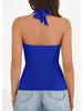 European & American Women's Sleeveless V-neck Halter Backless Top - Solid Color, Sexy Summer Style