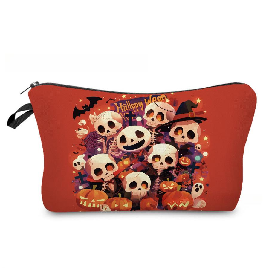 Women Skeleton Print Cosmetic Bag Toiletries Organize Travel Storage Case 6963 KTB