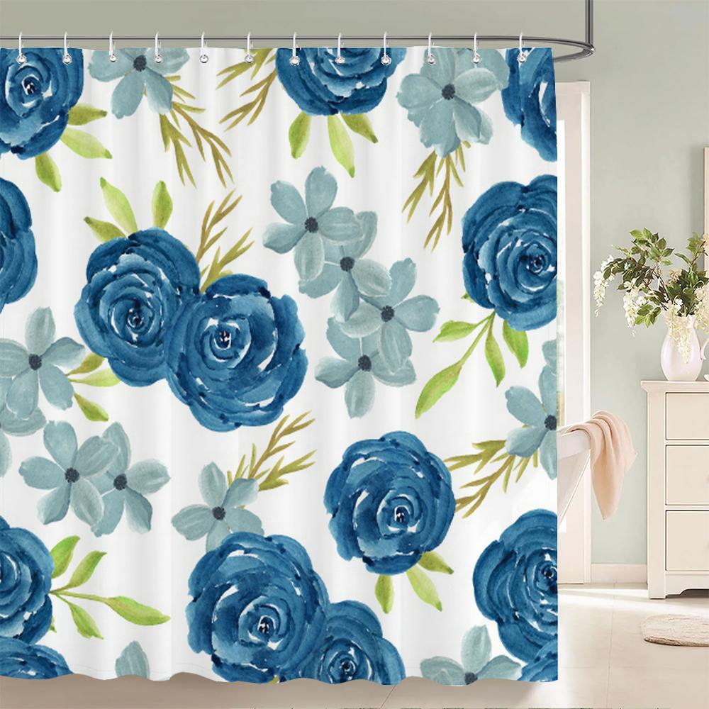 Colorful Flowers, Birds, Plants Shower Curtains Waterproof Bathroom  Curtains 3d Printing Polyester Cloth 180X200CM Bath Screen