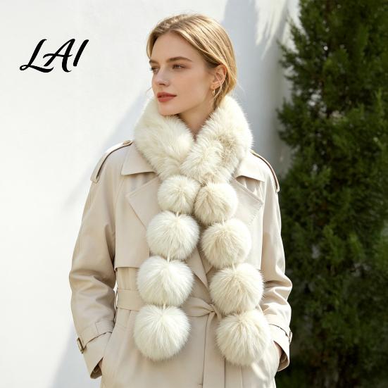 Winter Warm Scarf for Women Faux Fur Scarf Neck Warmer with Magnetic Buckle Elegant Gift Draping Design Plush Long Soft Collar Cold Weather