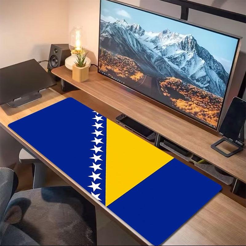 Bosnia Herzegovina Flag Large Size Mouse Pad Large Gaming Table Cushion Nonslip Laptop Tablet Big Mousepad Xxl Mat Mini Pc Playmat With Lock Edge