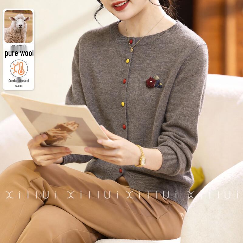 Joyful Bloom Mom s Round Neck 100% Wool Pullover Sweater XL