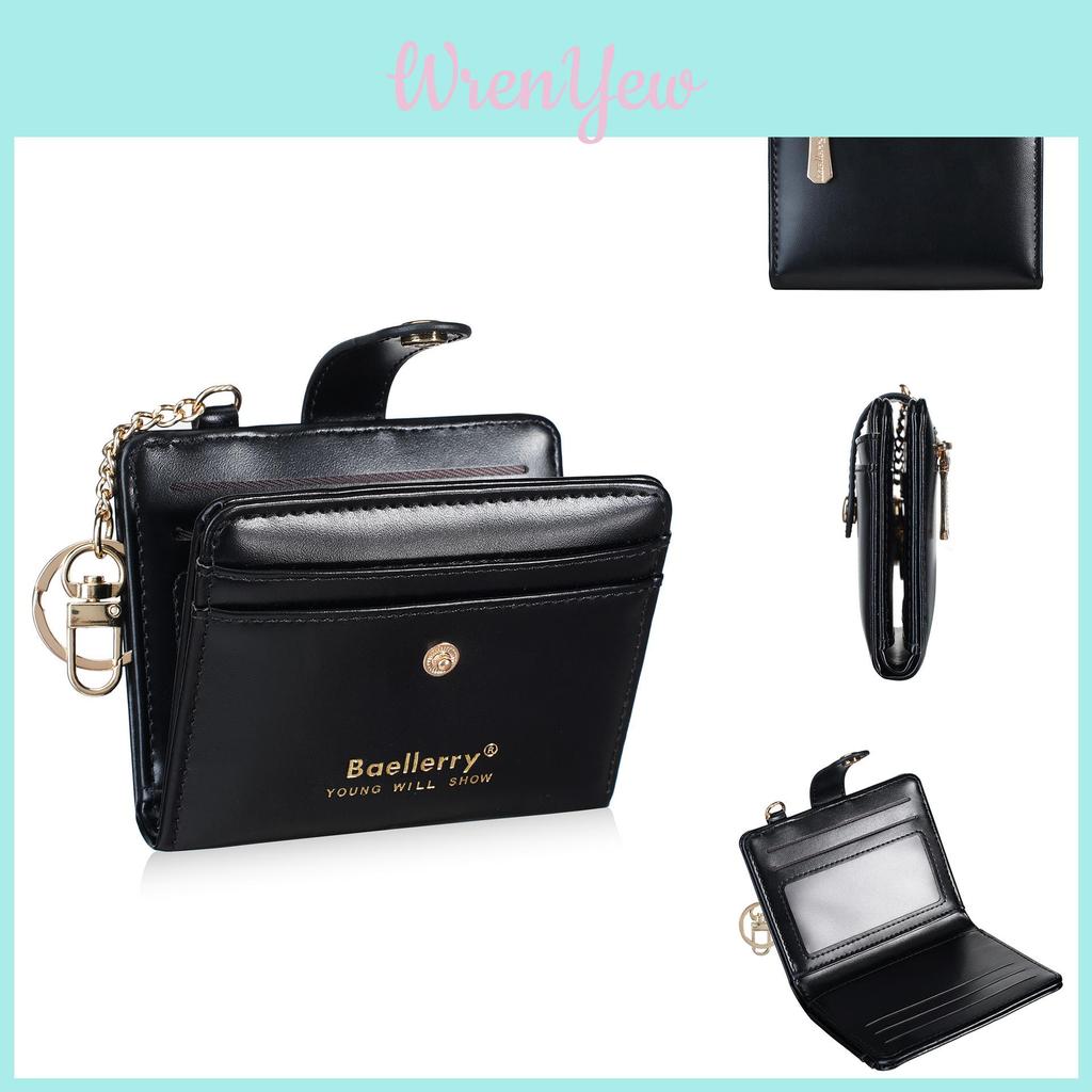Womens Pu Leather Wallet With Integrated Card Holder And Keyring Stylish Coin Purse