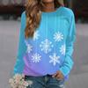 Women's Fashion Casual Long Sleeve Christmas Printed  Neck Sweatshirt Top