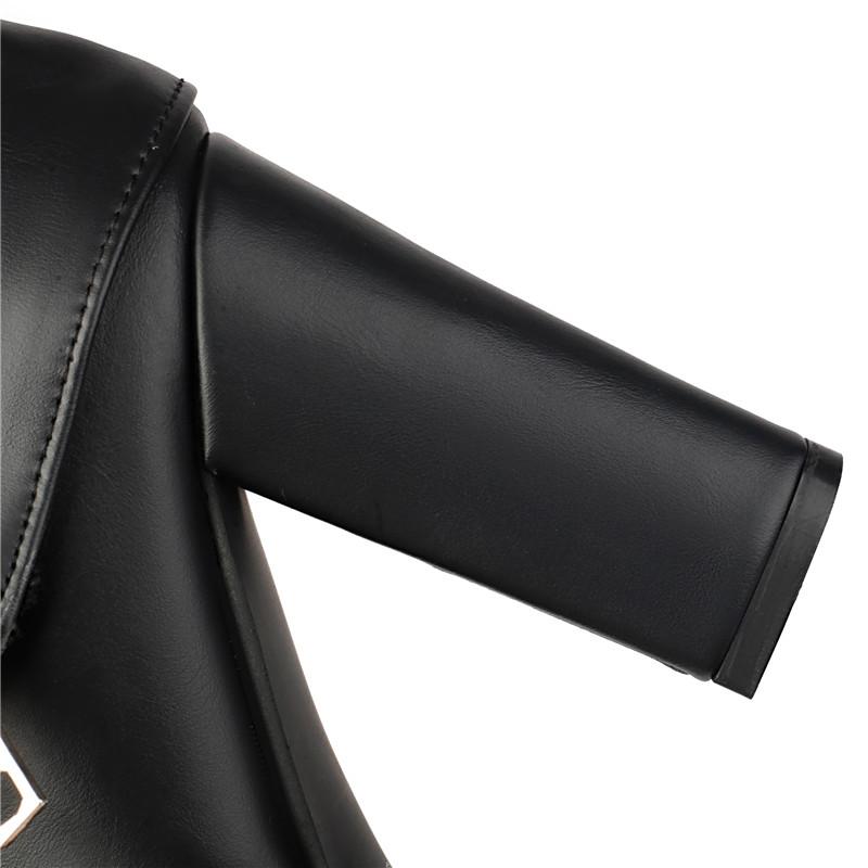 Women's High-heeled Boots Autumn and Winter New Waterproof Table Thick-heeled Large-size Medium Boots