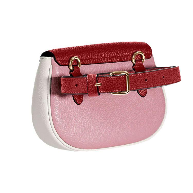 Coach Saddle 19 Color Block Pebble Leather Saddle Bag Women Bags Pink C6951-IMFFL