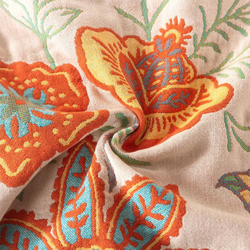 Bavlněná přehozová deka s květinovým vzorem a třásněmi Oboustranná ručníková přikrývka Pokrývka na pohovku Měkká pohodlná pro domácí denní použití