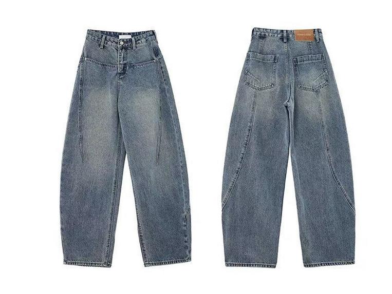 Damen Retro Blaue High-Waist Weitbeinige Jeans - Entspannte, Lockere Passform für Herbst/Winter 2026