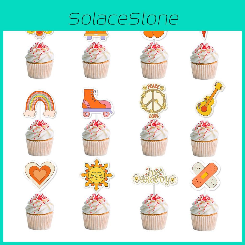 Cake Themed Bohemian Toppers Decor With Cartoon Style Paper Flags For Events