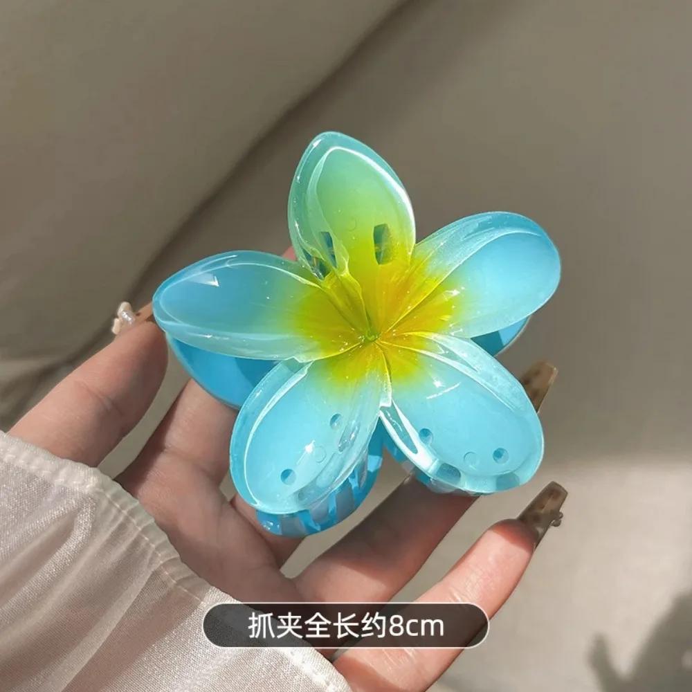 Gradient Flower Hair Clips Set - Multicolor Beach Hawaiian Claw Clips for Women Summer Hair Accessories