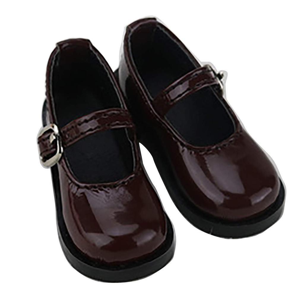 Sunny Step Puppen-Riemenschuhe für Miniatur-Schuhe für Puppen Puppenkleidung Schuhe, Puppen, Schwarz, Lolita, Lack, Braun, Weiß, Puppen, Zubehör, (Braun,