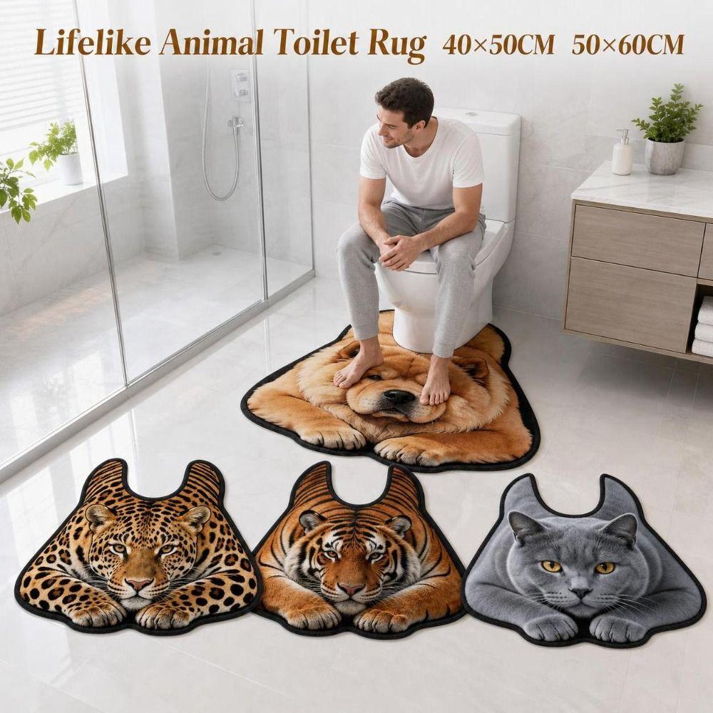 Diatomaceous Earth Lifelike Animal Toilet Floor Mat Non-slip Toilet Floor Mat Bathroom Decor