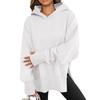 Women's Solid Color Slit Round Neck Sweatshirt Casual Top Loose Long Sleeved Top